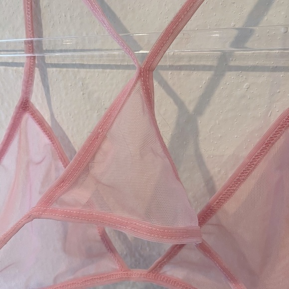 Laina Rauma SET PG13 Fine mesh bra bralette thong set Small black pink - Picture 11 of 16